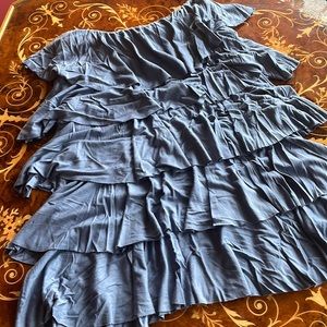 RACHEL PALLY blue tiered jersey strapless dress tunic szM